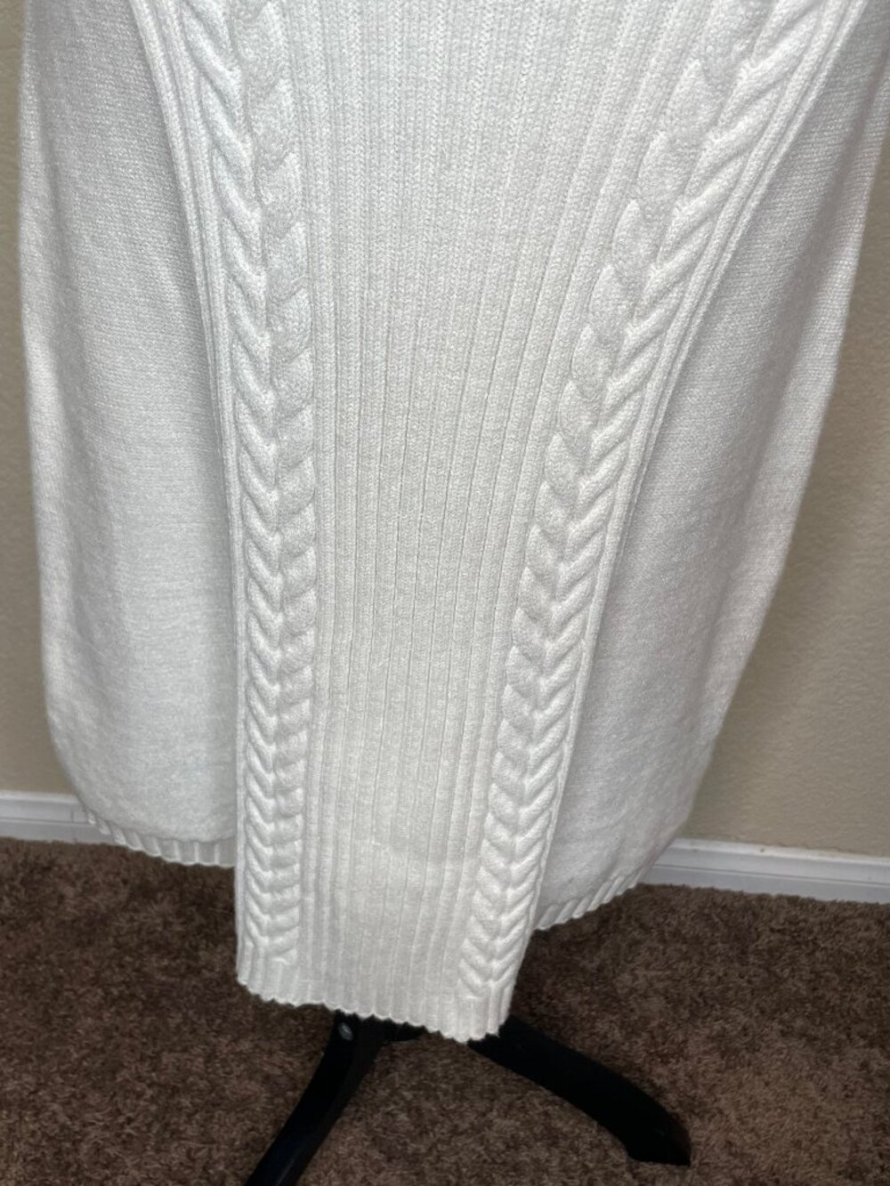 CYRUS Coquette Cable Knit Maxi Skirt Cream Ivory Ribbed Winter Cottagecore XS - Picture 6 of 16
